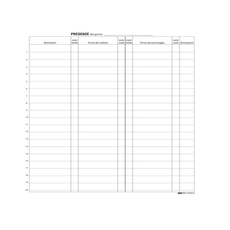 Registro firme presenze al lavoro - 31 x 24cm - 100 fogli - Edipro