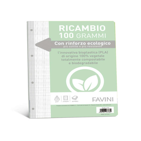 Ricambi forati riforzati ecologico - A4 - 4mm - 100 gr - Favini - conf. 40 pezzi