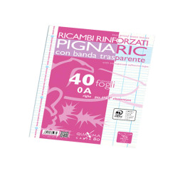 Ricambi forati rinforzati Pignaric - A4 - rigo di 1a - 80gr - Pigna - conf. 40 pezzi