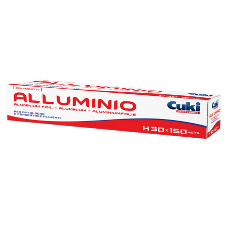 Roll alluminio - astuccio con seghetto - H 30 cm x150 mt - Cuki Professional