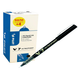 Roller con cappuccio Hi Tecpoint V7  - punta 0,7mm - nero  - Pilot - conf. 16 + 4 pezzi
