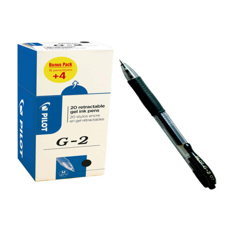 Roller gel a scatto G 2 - punta 0,7mm  - nero - Pilot - conf. 16 + 4 pezzi