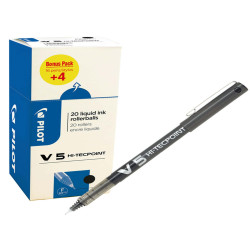Roller Hi Tecpoint V5 con cappuccio - punta 0,5mm - nero - Pilot - conf. 16 + 4 pezzi