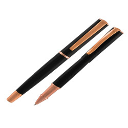 Roller Linea Impressa - punta M - nero/rosegold - Monteverde