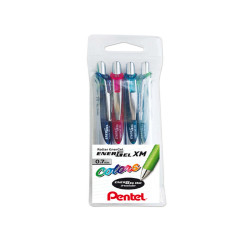 Roller scatto Energel XM - punta 0,7 mm - colori assortiti - Pentel - astuccio 4 pezzi