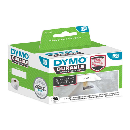 Rotolo 450 etichette LW Durable 1933085 - 19 x 64 mm - PP - bianco - Dymo - conf. 2 rotoli