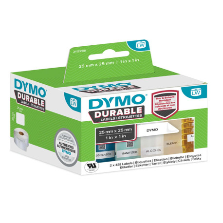 Rotolo 850 etichette LW Durable 1933083 - 25 x 25 mm - PP - bianco - Dymo - conf. 2 rotoli