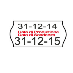 Rotolo da 1000 etichette a onda per Printex Smart 16/2616 - DATA PRODUZIONE / DATA SCADENZA - 26x16 mm - adesivo permanente - b