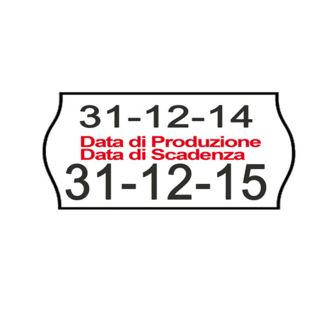Rotolo da 1000 etichette a onda per Printex Smart 16/2616 - DATA PRODUZIONE / DATA SCADENZA - 26x16 mm - adesivo permanente - b