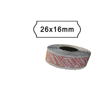 Rotolo da 1000 etichette a onda per Printex Smart 16/2616 e Z Maxi 6/2616 - 26x16 mm - adesivo permanente - bianco - Printex - 