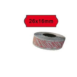 Rotolo da 1000 etichette a onda per Printex Smart 16/2616 e Z Maxi 6/2616 - 26x16 mm - adesivo permanente - rosso - Printex - p