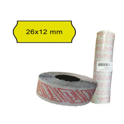 Rotolo da 1000 etichette a onda per Printex Smart 8/2612 - 26x12 mm - adesivo permanente - giallo - Printex - pack 10 rotoli