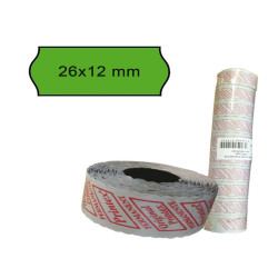 Rotolo da 1000 etichette a onda per Printex Smart 8/2612 - 26x12 mm - adesivo permanente - verde - Printex - pack 10 rotoli