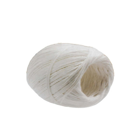 Rotolo di spago - diametro 1 mm - lunghezza 90 m - fibra naturale titolo 2/6 - 100 gr - finitura candido cerato - bianco - Viva