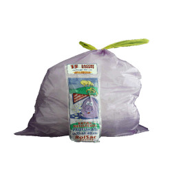 Sacchi - 55 x 65 cm - 44 L - 18 micron - con maniglie - MDPE/HDPE - viola - Rolsac - conf. 15 pezzi