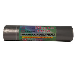 Sacchi - 70 x 110 cm - 110 L - 22 micron - MDPE/HDPE - grigio trasparente - Rolsac - conf. 10 pezzi