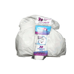 Sacchi bagno - 40 x 50 cm - 15 L - 16 micron - MDPE/HDPE - bianco - Rolsac - conf. 30 pezzi