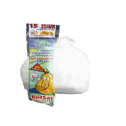 Sacchi bio - 42 x 45 cm - 15 L - 17 micron - bianco - Rolsac - conf. 15 pezzi