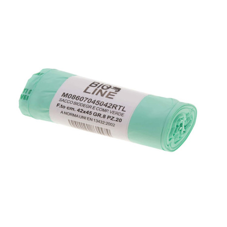 Sacchi bio - 42x45 cm - 10 L - 16 micron - verde - conf. 20 pezzi