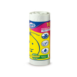 Sacchi per immondizia - 70x110 cm - 120 L - 16 micron - bianco - Logex Professional - rotolo da 10 sacchetti
