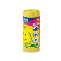 Sacchi per immondizia - 70x110 cm - 120 L - 16 micron - giallo - Logex Professional - rotolo da 10 sacchetti