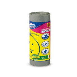 Sacchi per immondizia - 70x110 cm - 120 L - 16 micron - grigio - Logex Professional - rotolo da 10 sacchetti