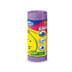 Sacchi per immondizia - 70x110 cm - 120 L - 16 micron - viola - Logex Professional - rotolo da 10 sacchetti