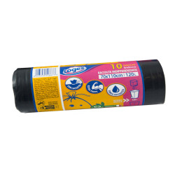 Sacchi per immondizia - 70x110 cm - 120 L - 43 micron - nero - Logex Professional - rotolo da 10 sacchetti