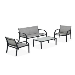 Salotto Ankara - nero/grigio - Garden Friend - set 4 elementi
