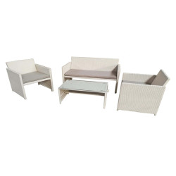 Salotto Valencia - bianco/grigio - Garden Friend - set 4 elementi