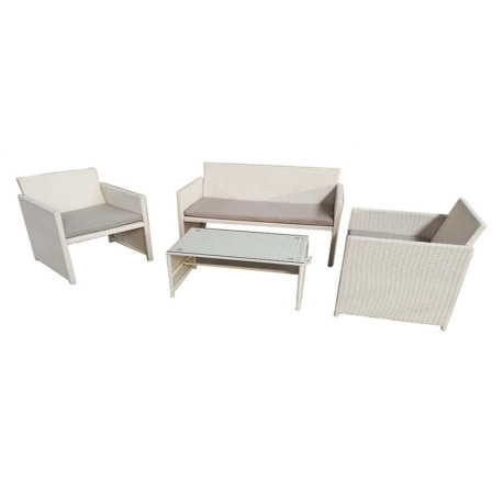 Salotto Valencia - bianco/grigio - Garden Friend - set 4 elementi