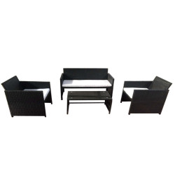 Salotto Valencia - nero/bianco - Garden Friend - set 4 elementi