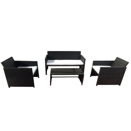 Salotto Valencia - nero/bianco - Garden Friend - set 4 elementi