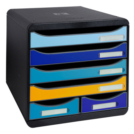 Cassettiera Big Box Maxi Bee Blue - 6 cassetti A4 - nero/multicolore - Exacompta