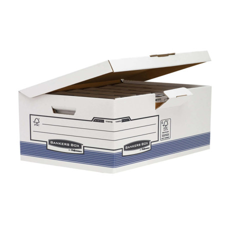 Scatola archivio Bankers Box System - con coperchio a ribalta - 37,8 x 29,3 x 54,5 cm - bianco - Fellowes