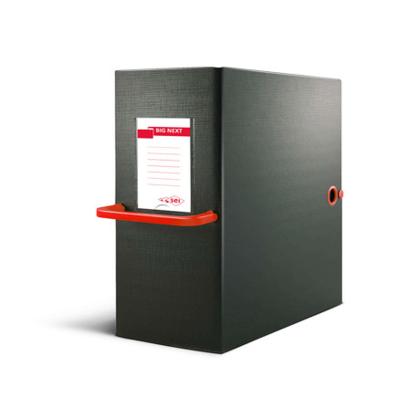 Scatola archivio Big Next - dorso 12 cm - 25 x 35 cm - nero/rosso - Sei Rota