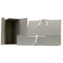 Scatola archivio in legno - con fettuccia - 38 x 27 cm - dorso 12 cm - grigio - Brefiocart