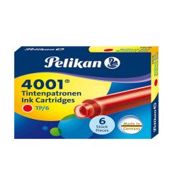Cartucce inchiostro 4001 (TP/6)  - lunghezza 39mm - rosso - Pelikan  - conf. 6 pezzi