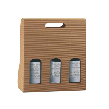 Scatola bottiglie Onda avana - 3 bottiglie - 270 x 90 x 385 mm - Scotton
