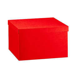 Scatola con coperchio - 30x30x24 cm - seta rosso - Scotton