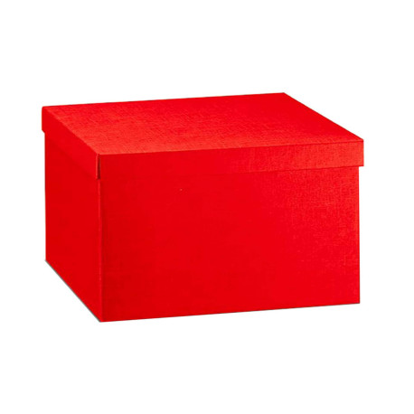 Scatola con coperchio - 30x30x24 cm - seta rosso - Scotton