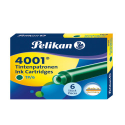 Cartucce inchiostro 4001 (TP/6)  - lunghezza 39mm - verde scuro - Pelikan  - conf. 6 pezzi
