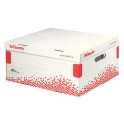 Scatola container Speedbox - Small - 25,2 x 35,5cm -  dorso 19,3 cm - bianco e rosso - Esselte