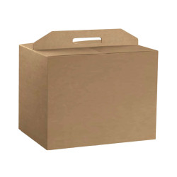 Scatola panettone + bottiglia - liscio - 33 x 25 x 35 cm - avana - Scotton
