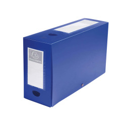 Scatola per archivio box - con bottone - 25 x 33 cm - dorso 10 cm - blu - Exacompta