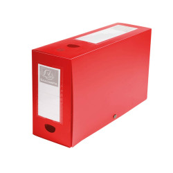 Scatola per archivio box - con bottone - 25 x 33 cm - dorso 10 cm - rosso - Exacompta