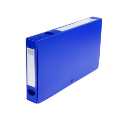 Scatola per archivio box - con bottone - 25 x 33 cm - dorso 4 cm - blu - Exacompta
