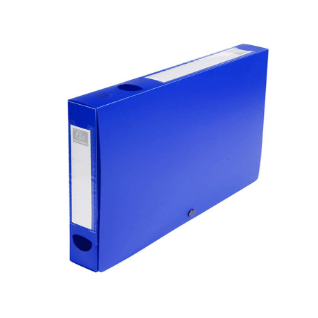 Scatola per archivio box - con bottone - 25 x 33 cm - dorso 4 cm - blu - Exacompta