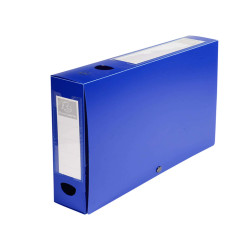 Scatola per archivio box - con bottone - 25 x 33 cm - dorso 6 cm - blu - Exacompta