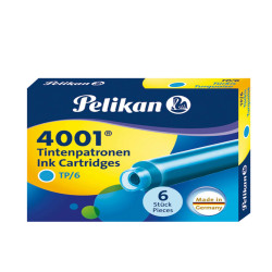 Cartucce inchiostro 4001 (TP/6) -  lunghezza 39mm - turchese - Pelikan - scatola 6 cartucce